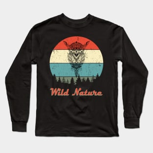 Wild Nature Owl Abstract Sunset Long Sleeve T-Shirt